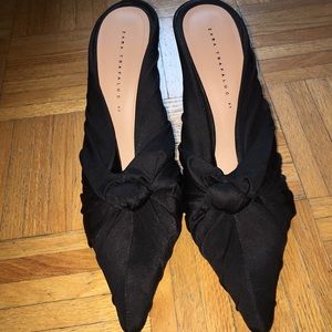 Zara Black Mules with Knot Detail
